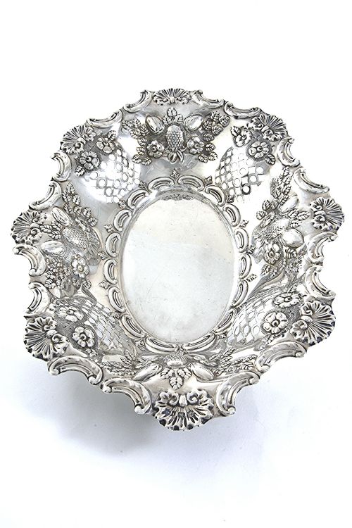 fig 3. Large Victorian Embossed Silver Dish 1897