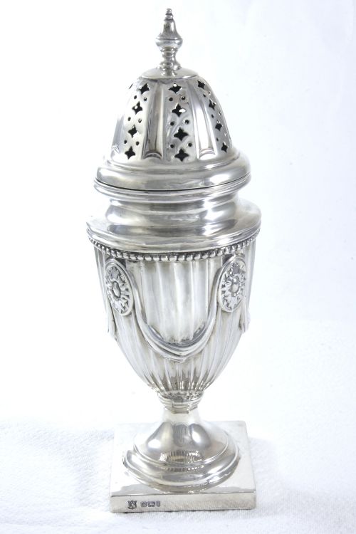fig 1. Large Edwardian Silver Sugar Shaker 1901