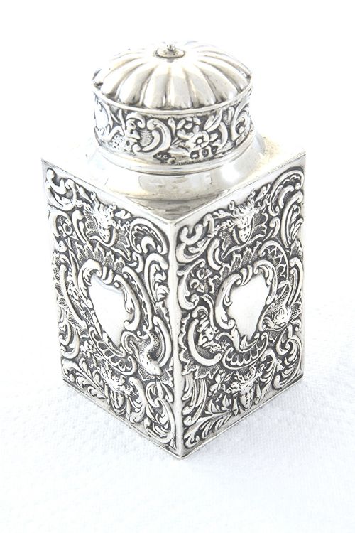 Victorian Silver Tea Caddy – William Comyns – 1891