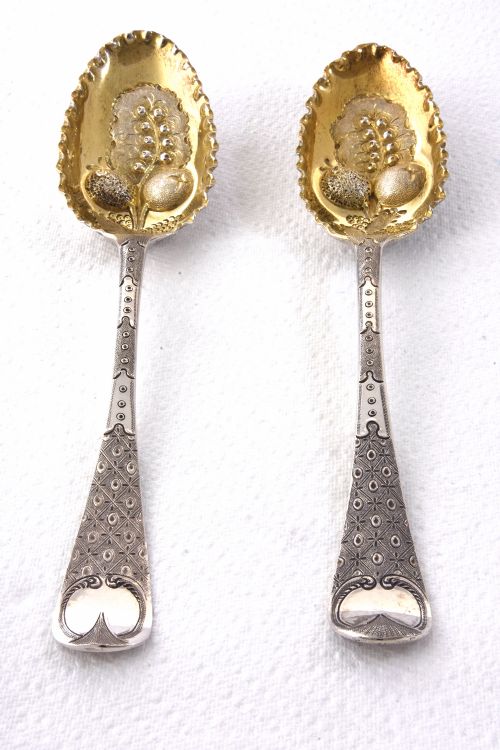 Pair of George II Silver Berry Spoons 1759