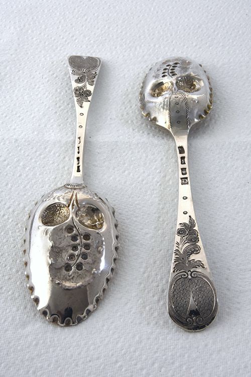 fig 3. Pair of George II Silver Berry Spoons 1759