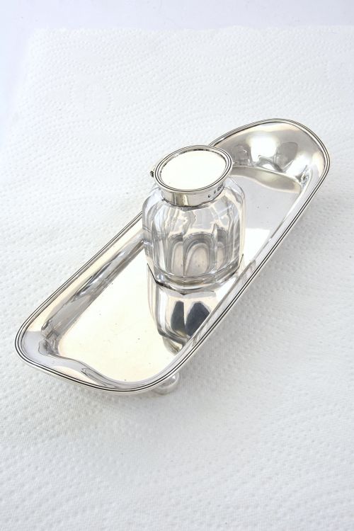 fig 2. Antique Silver Inkwell & Stand 1912