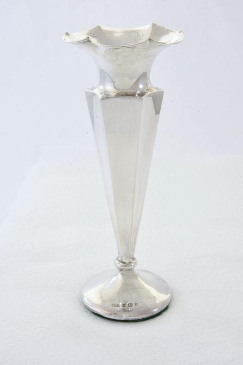 Edwardian Silver Trumpet Vase 1907