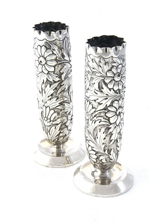 fig 1. Victorian Pair of Silver Vases 1892