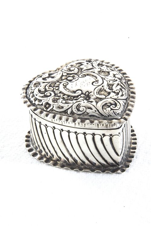 fig 1. Victorian Silver Heart-Shaped Trinket Box 1891
