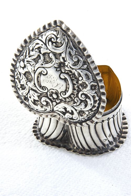 fig 3. Victorian Silver Heart-Shaped Trinket Box 1891