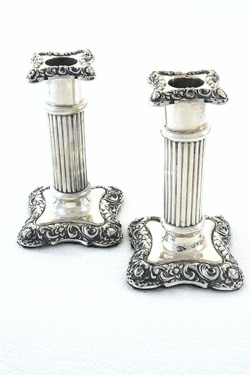 fig 1. Pair of Victorian Silver Candlesticks – Chester 1898