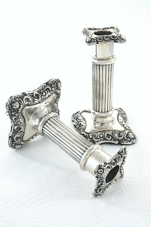 fig 2. Pair of Victorian Silver Candlesticks – Chester 1898