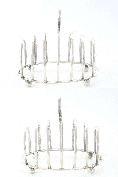 fig 3. George V Silver Toast Rack (6 Slice) 1919