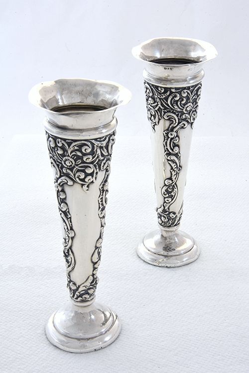 Pair of Victorian Silver Posy Vases 1900