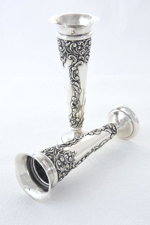 fig 2. Pair of Victorian Silver Posy Vases 1900