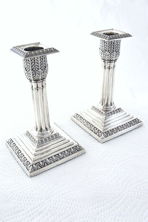 fig 1. Pair of Victorian Silver Candlesticks 1898