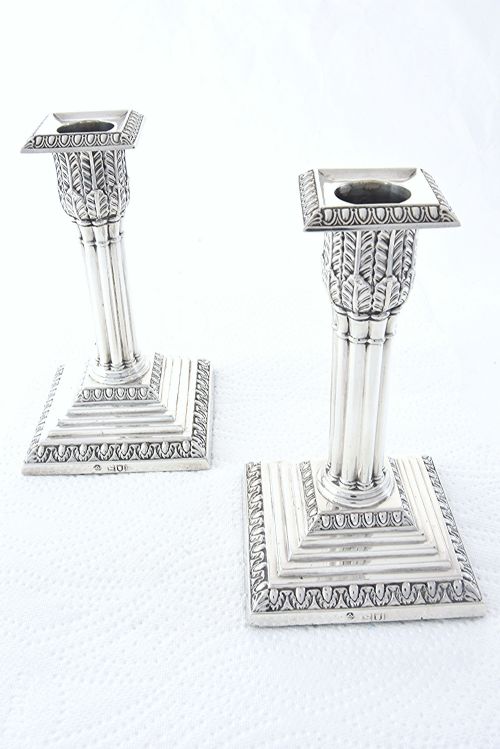 fig 2. Pair of Victorian Silver Candlesticks 1898
