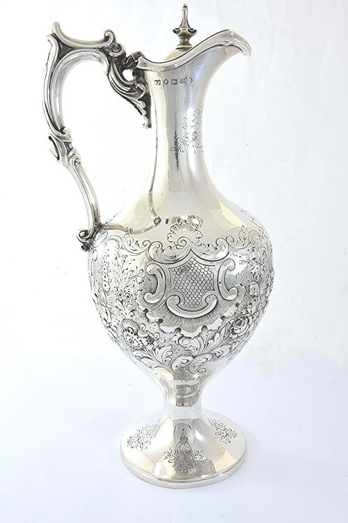 fig 1. Victorian Silver Claret Jug / Wine Ewer 1882
