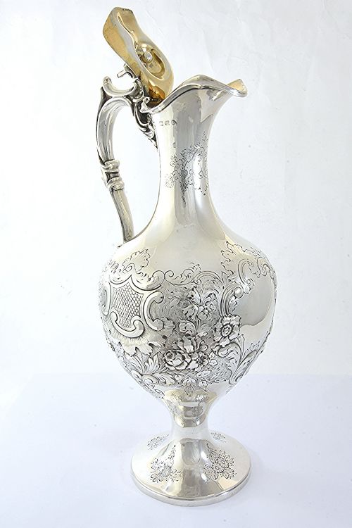 fig 3. Victorian Silver Claret Jug / Wine Ewer 1882