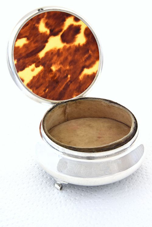 Large Silver & Faux Tortoise Shell Trinket Box 1924