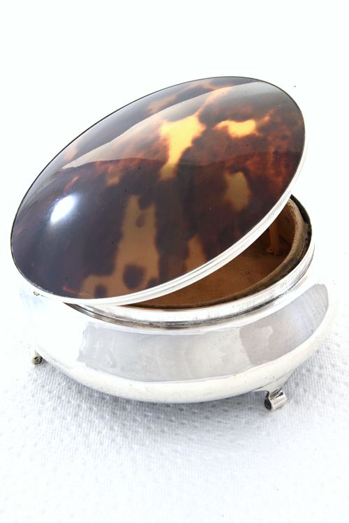fig 1. Large Silver & Faux Tortoise Shell Trinket Box 1924