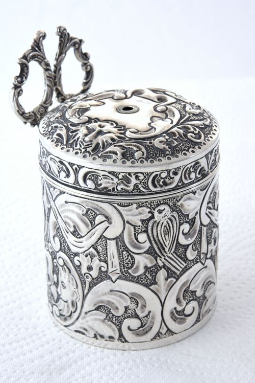 Victorian Silver String Box & Scissors 1894