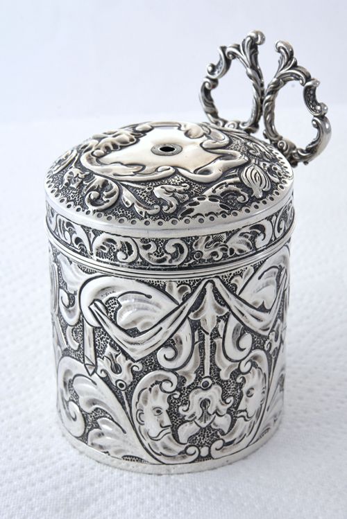fig 1. Victorian Silver String Box & Scissors 1894