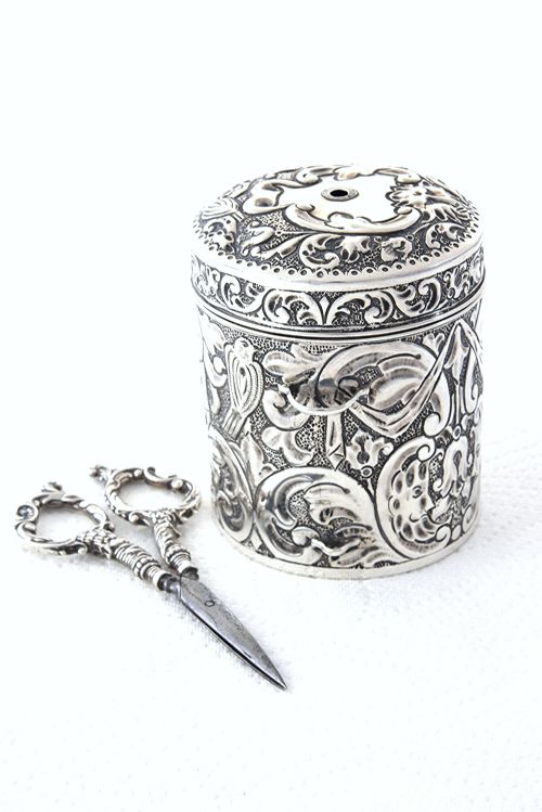 fig 3. Victorian Silver String Box & Scissors 1894