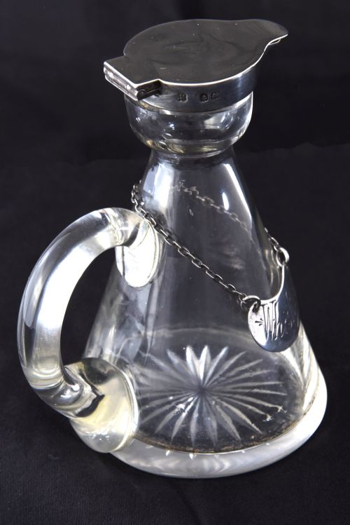 fig 1. Edwardian Silver Mounted Whisky Noggin & Label 1907