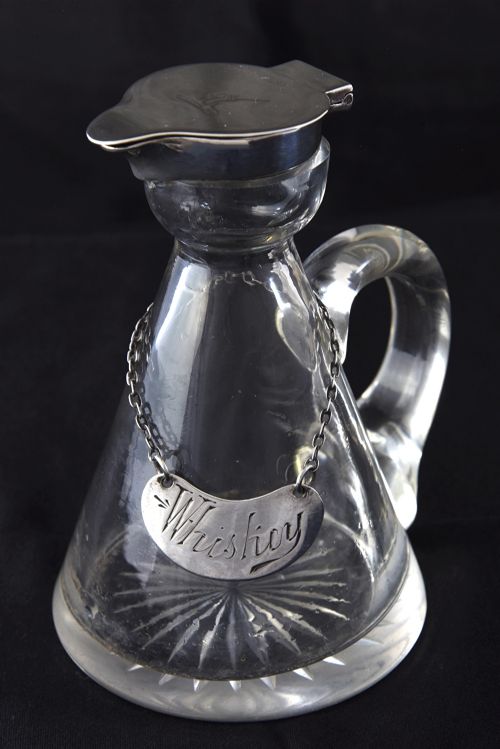 fig 3. Edwardian Silver Mounted Whisky Noggin & Label 1907