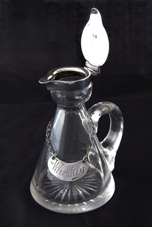 fig 4. Edwardian Silver Mounted Whisky Noggin & Label 1907