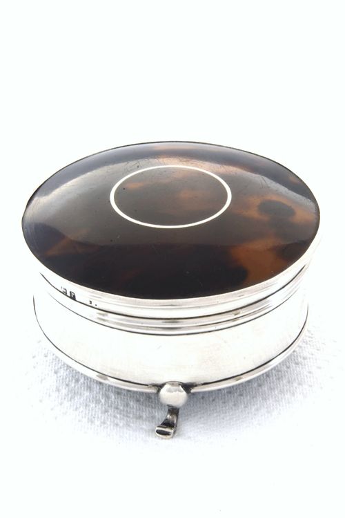fig 1. George V Silver & Faux Tortoiseshell Trinket Box 1916