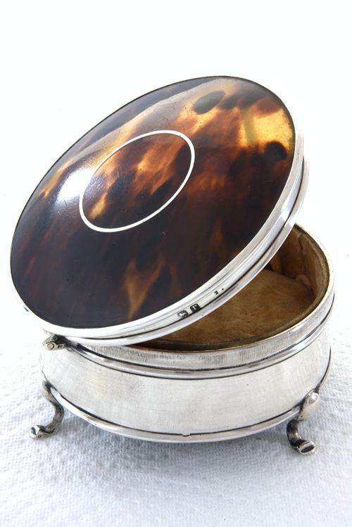 fig 3. George V Silver & Faux Tortoiseshell Trinket Box 1916