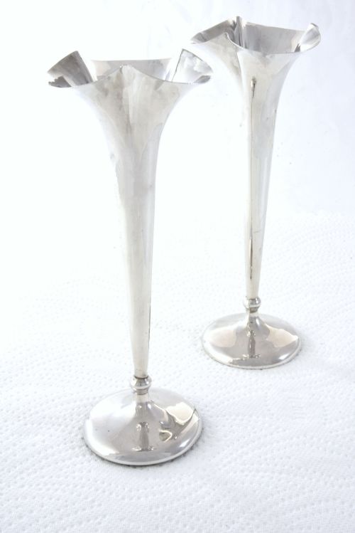 Pair of Edwardian Silver Posy Vases 1903