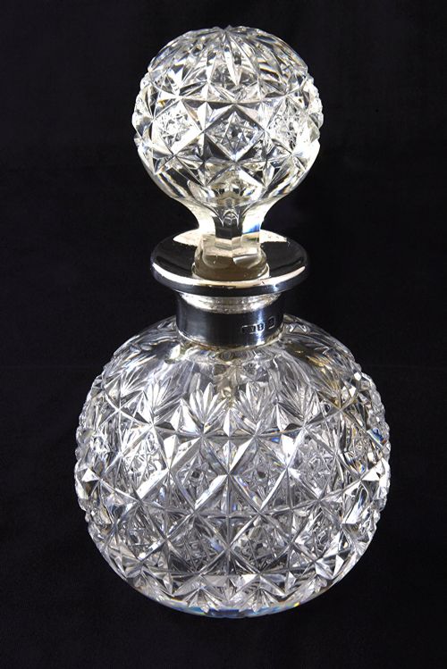 Victorian Silver Mounted Cut Glass Scent Bottle 1900