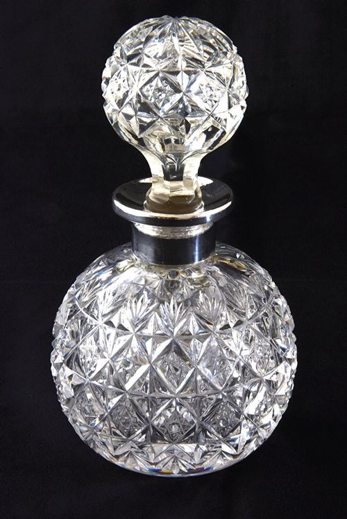 fig 1. Victorian Silver Mounted Cut Glass Scent Bottle 1900