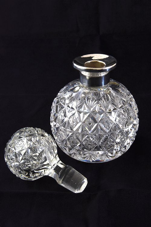 fig 2. Victorian Silver Mounted Cut Glass Scent Bottle 1900