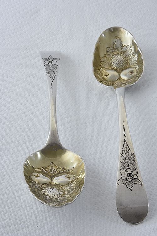 Pair of Georgian Silver Berry Spoons 1782