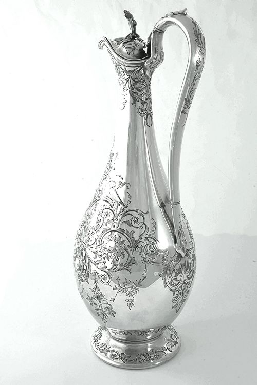 fig 1. Victorian Silver Claret Jug / Wine Ewer 1859