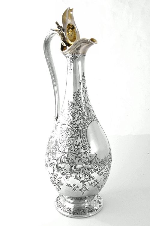 fig 4. Victorian Silver Claret Jug / Wine Ewer 1859