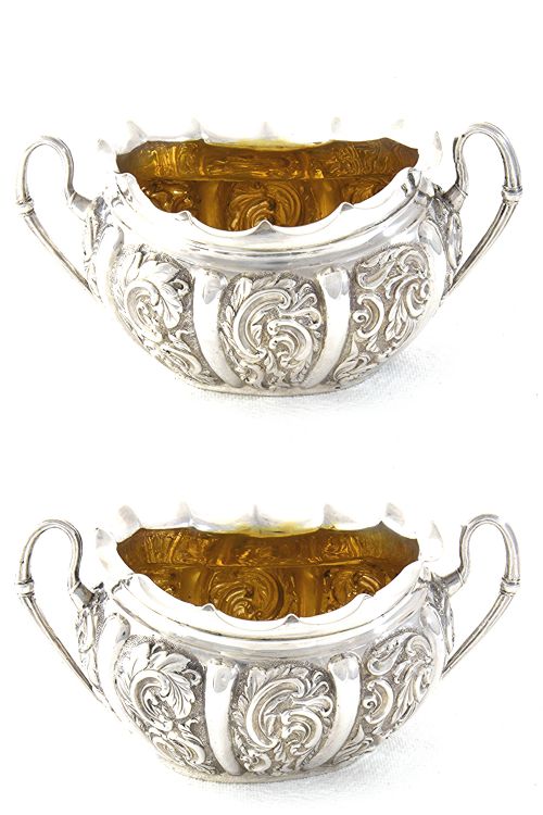 fig 2. Victorian Silver Sugar Bowl & Cream Jug 1891