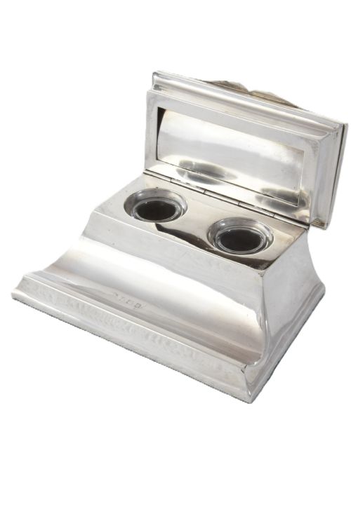 fig 2. Asprey & Co. Solid Silver Double Inkwell / Stamp Box 1911