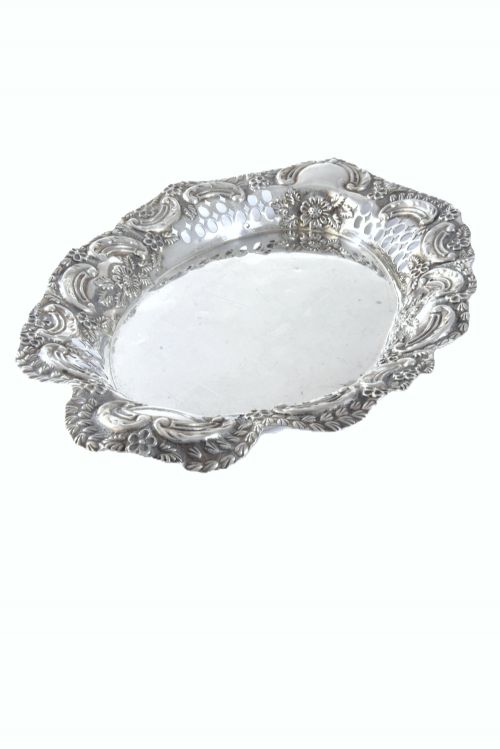 Large Victorian Silver Pierced Dish 1897