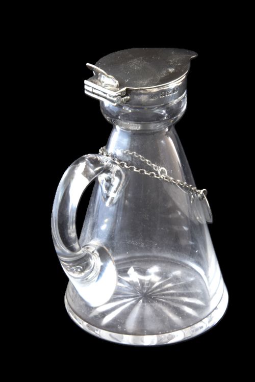 fig 2. Silver Mounted Whisky Noggin & Label 1917