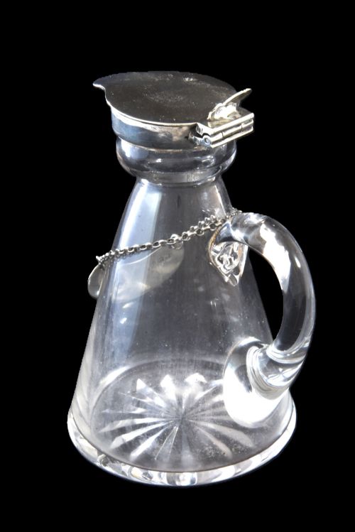 fig 3. Silver Mounted Whisky Noggin & Label 1917
