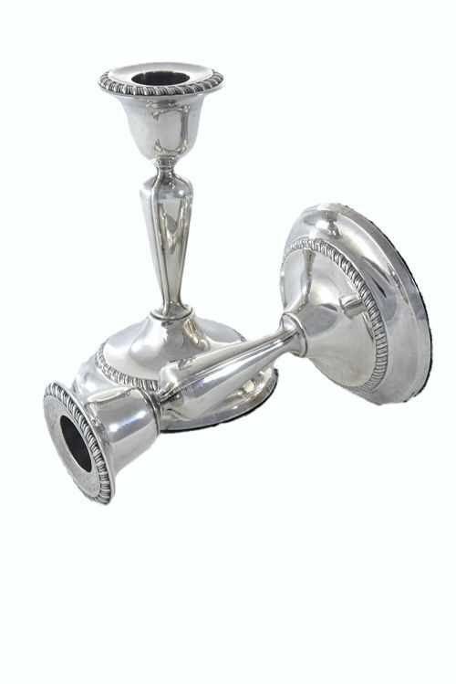 fig 1. Pair of Edwardian Silver Candlesticks 1909