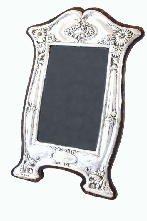 fig 1. Art Nouveau Silver Mounted Oak Backed Photo Frame 1909