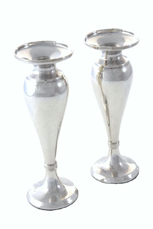 Pair of George V Silver Posy Vases 1913