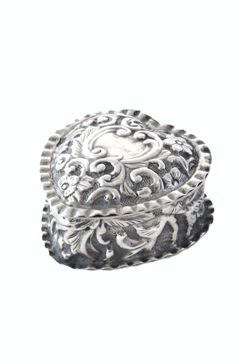 fig 1. Victorian Silver Heart-Shaped Pill Box – Chester 1896