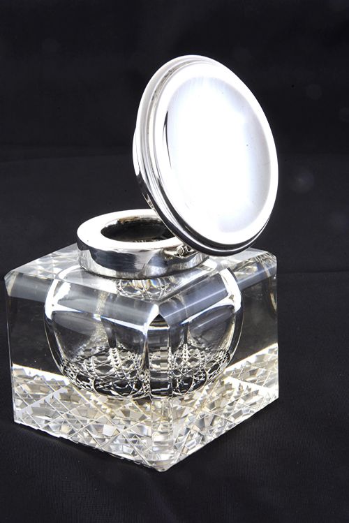 fig 2. George V Silver Mounted Cut Glass Inkwell 1922