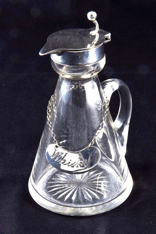 fig 2. Antique Silver Mounted Whisky Noggin & Label 1914