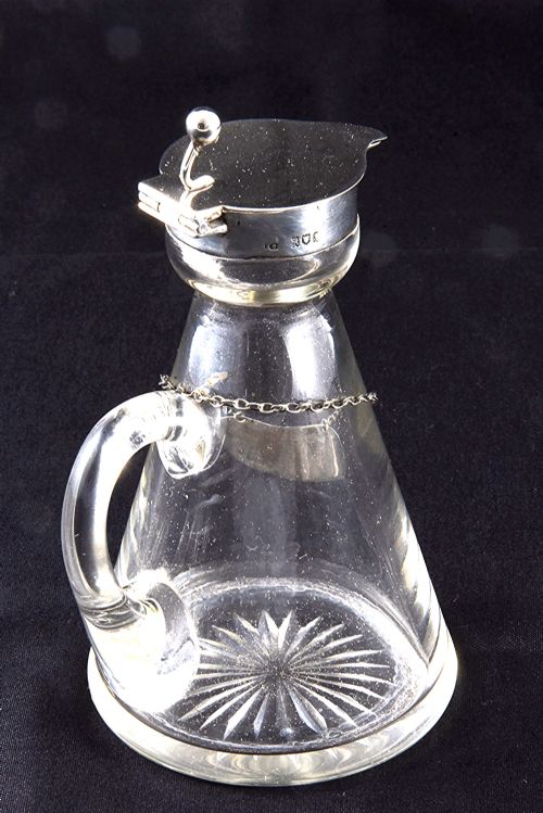 fig 3. Antique Silver Mounted Whisky Noggin & Label 1914
