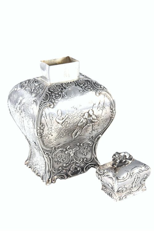 VICTORIAN SILVER BOMBE TEA CADDY 1899 - ADDITIONAL PHOTO 3