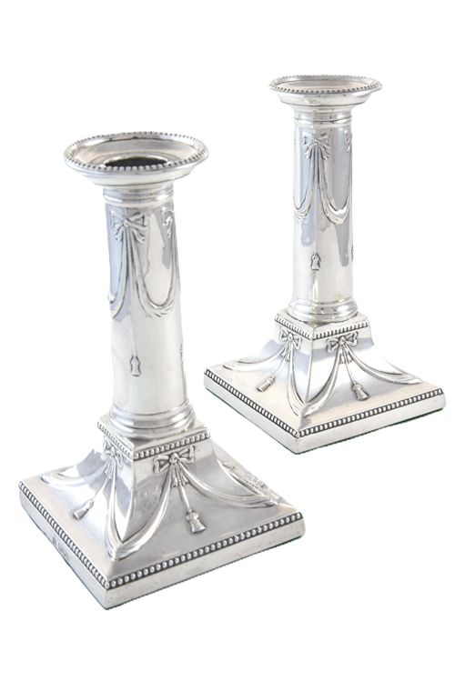 Pair of Edwardian Silver Candlesticks 1906